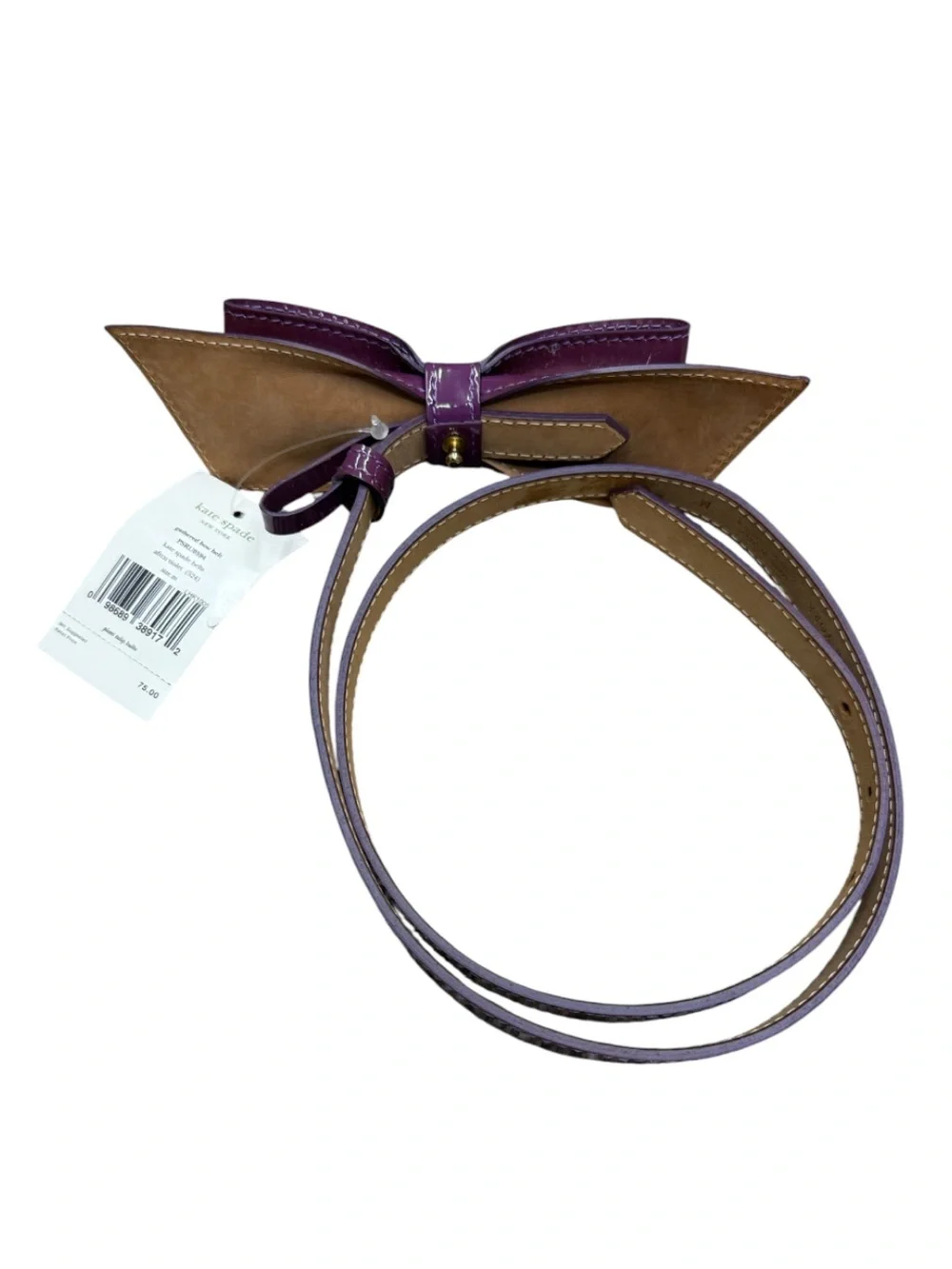 Kate Spade Purple Patent Leather Bow Belt Size M NWT